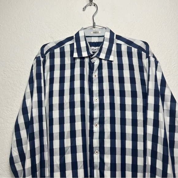 Bugatchi Uomo Navy and White Checkered Shirt - Picture 5 of 11